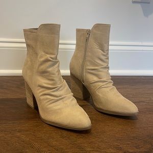 Tan Ruched Booties